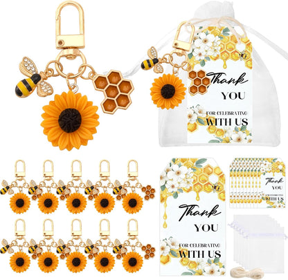 37 PCS She Found Her Honey Bridal Shower Party Favors - She Found Her Honey Bridal Shower Decor Keychain, Sunflower Bee Theme Keychain Favors for Wedding Engagement Bachelorette Party