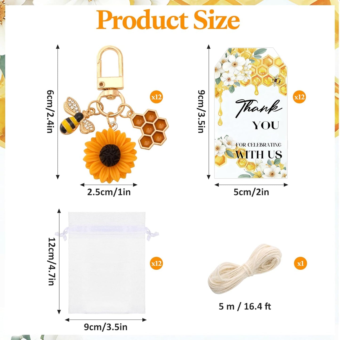 37 PCS She Found Her Honey Bridal Shower Party Favors - She Found Her Honey Bridal Shower Decor Keychain, Sunflower Bee Theme Keychain Favors for Wedding Engagement Bachelorette Party