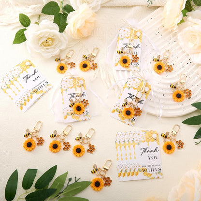 37 PCS She Found Her Honey Bridal Shower Party Favors - She Found Her Honey Bridal Shower Decor Keychain, Sunflower Bee Theme Keychain Favors for Wedding Engagement Bachelorette Party
