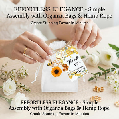 37 PCS She Found Her Honey Bridal Shower Party Favors - She Found Her Honey Bridal Shower Decor Keychain, Sunflower Bee Theme Keychain Favors for Wedding Engagement Bachelorette Party