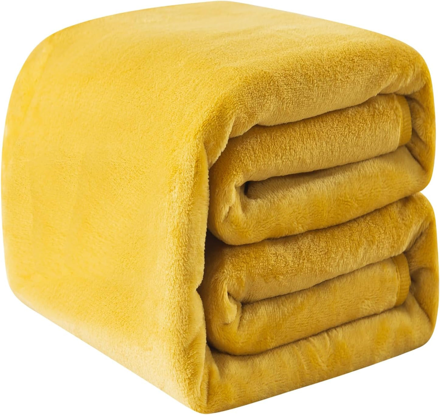 Fleece Blankets for All Season - Premium Lightweight Anti-Static Throw for Travel Size Bed Extra Soft Brush Fabric Warm Sofa Thermal Blanket 51" x 60"(Yellow)
