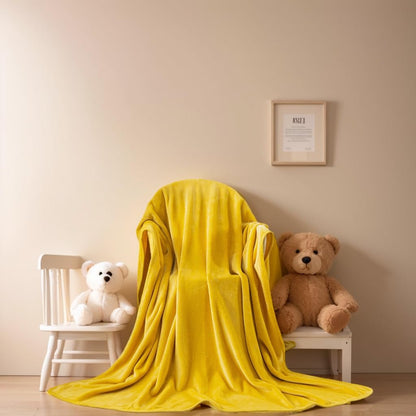 Fleece Blankets for All Season - Premium Lightweight Anti-Static Throw for Travel Size Bed Extra Soft Brush Fabric Warm Sofa Thermal Blanket 51" x 60"(Yellow)