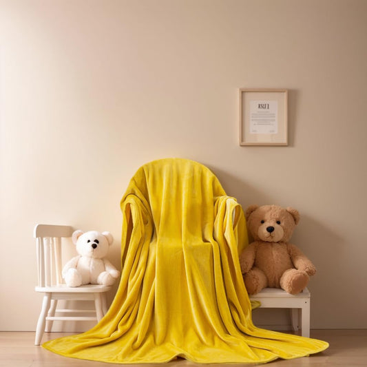 Fleece Blankets for All Season - Premium Lightweight Anti-Static Throw for Travel Size Bed Extra Soft Brush Fabric Warm Sofa Thermal Blanket 51" x 60"(Yellow)