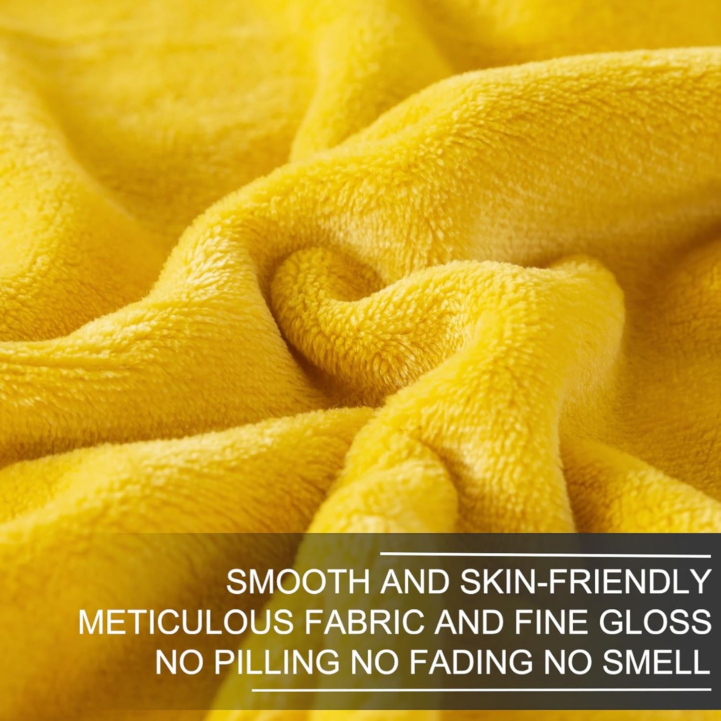 Fleece Blankets for All Season - Premium Lightweight Anti-Static Throw for Travel Size Bed Extra Soft Brush Fabric Warm Sofa Thermal Blanket 51" x 60"(Yellow)