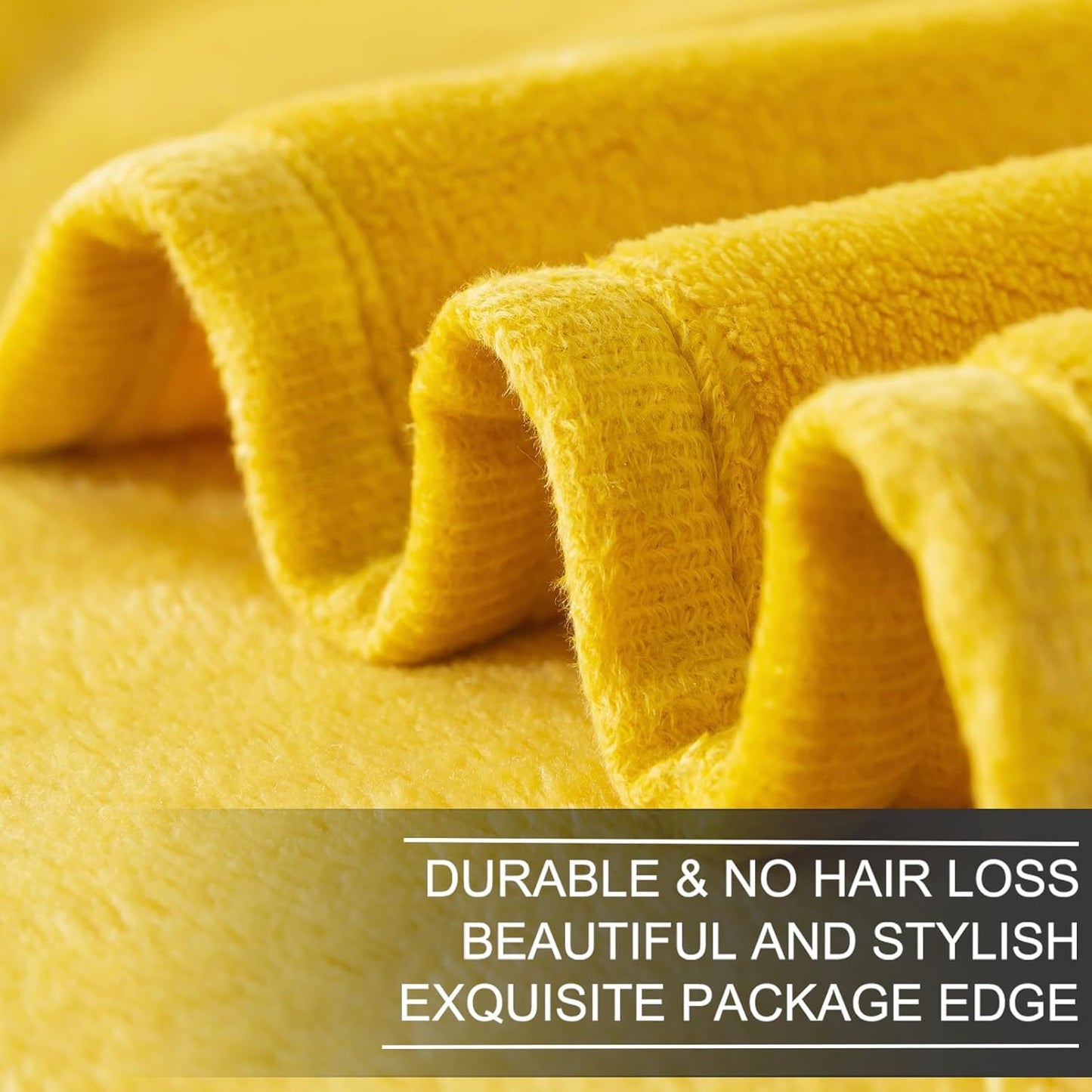 Fleece Blankets for All Season - Premium Lightweight Anti-Static Throw for Travel Size Bed Extra Soft Brush Fabric Warm Sofa Thermal Blanket 51" x 60"(Yellow)