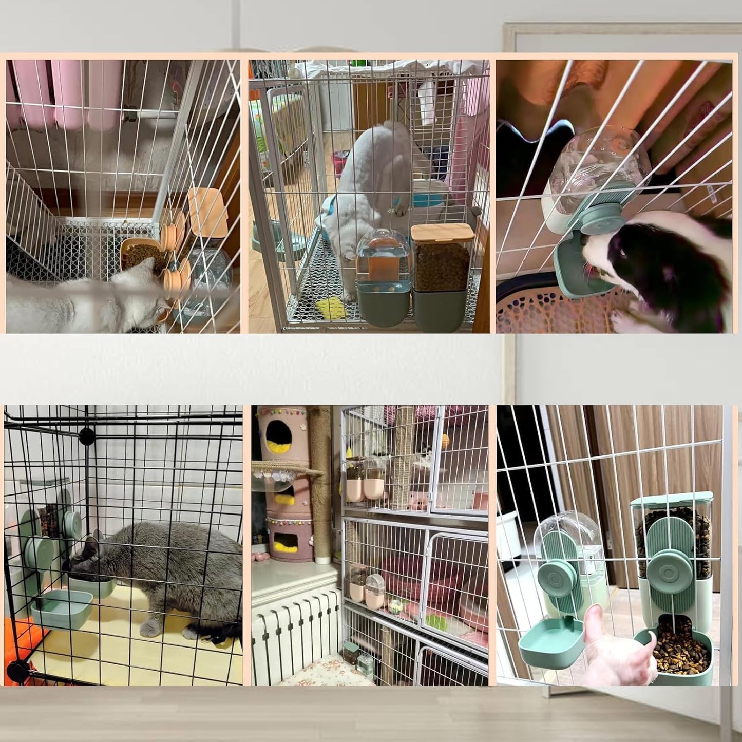 2PC Ferret Food Water Dispenser Hanging Automatic Gravity Pet Cage Feeder Set Cat Food Bowl Dog Feeding Station for Puppy Kitten Rabbit Chinchilla Hedgehog (Yellow)