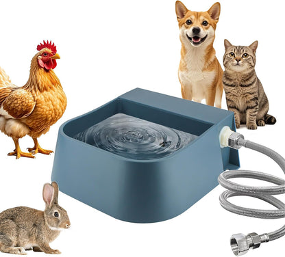 Dog Water Bowl Dispenser, Automatic Water Dispenser for Dogs with 3/4'' Hose, Auto-Fill Cat Water Fountain, Pet Water Dish for Outside Animals, Chickens Rabbits, 2L