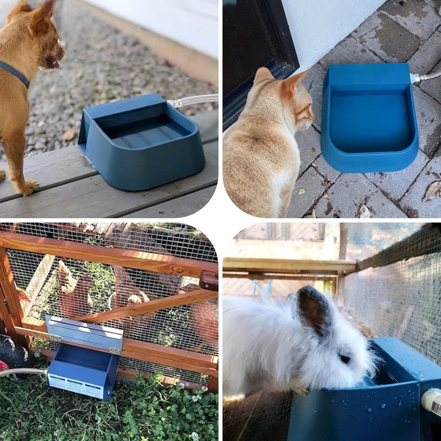 Dog Water Bowl Dispenser, Automatic Water Dispenser for Dogs with 3/4'' Hose, Auto-Fill Cat Water Fountain, Pet Water Dish for Outside Animals, Chickens Rabbits, 2L