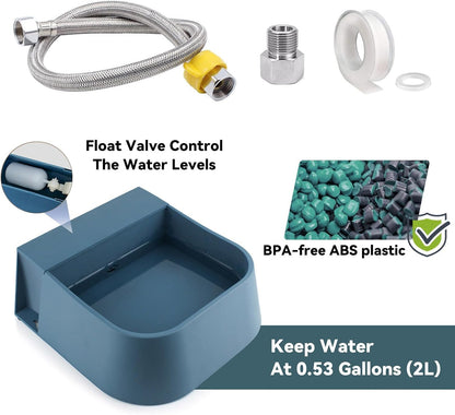 Dog Water Bowl Dispenser, Automatic Water Dispenser for Dogs with 3/4'' Hose, Auto-Fill Cat Water Fountain, Pet Water Dish for Outside Animals, Chickens Rabbits, 2L