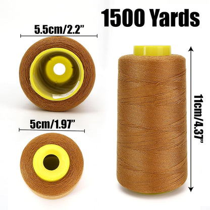 1500 Yards Jean Denim Thread for Sewing Machine, Blue Jean 20s/2 Heavy Duty Strong Thick Bonded Cone Spool 100% Polyester for Shoe Bag Canvas Leather Nylon Hand Quilting, 2.2x4.37'' (Cotton Thread)