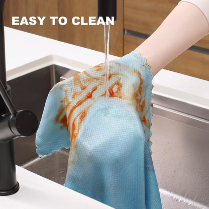 Bubble Mesh Microfiber Cleaning Cloth, Reusable Non-Scratch Cleaning Rags, Dual-Sided Dish Cloths, Multipurpose Dish Rags for Dishwashing, Kitchen, Stainless Steel-6 Packs, Yellow