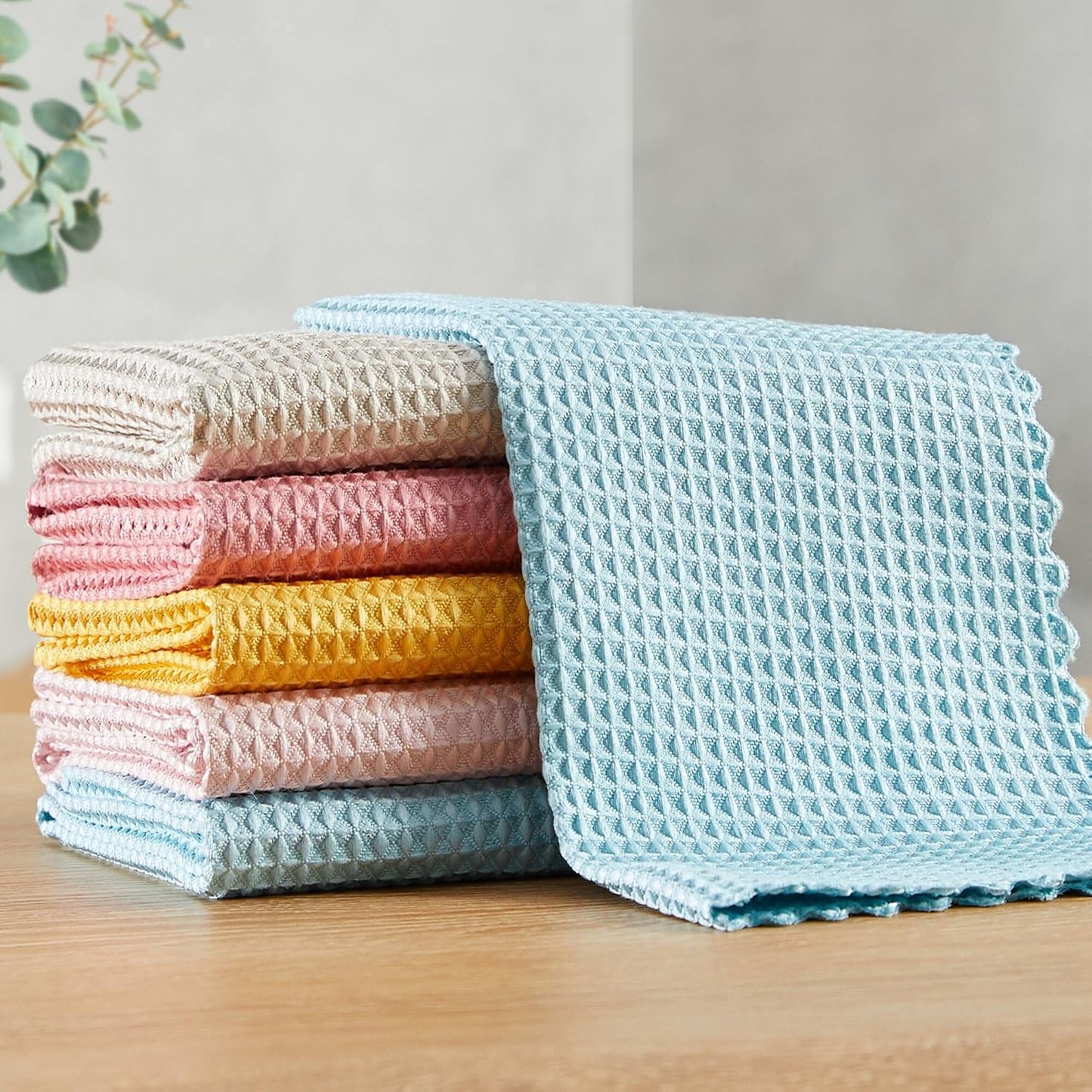 Bubble Mesh Microfiber Cleaning Cloth, Reusable Non-Scratch Cleaning Rags, Dual-Sided Dish Cloths, Multipurpose Dish Rags for Dishwashing, Kitchen, Stainless Steel-6 Packs, Yellow