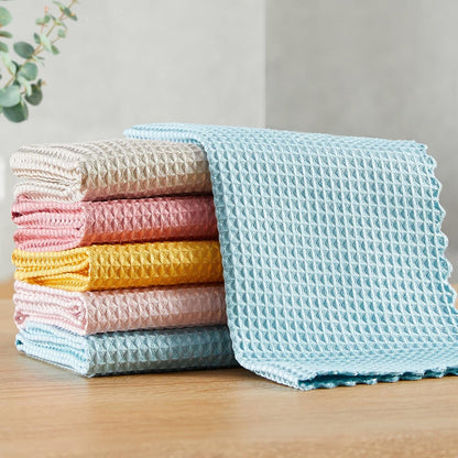 Bubble Mesh Microfiber Cleaning Cloth, Reusable Non-Scratch Cleaning Rags, Dual-Sided Dish Cloths, Multipurpose Dish Rags for Dishwashing, Kitchen, Stainless Steel-6 Packs, Yellow