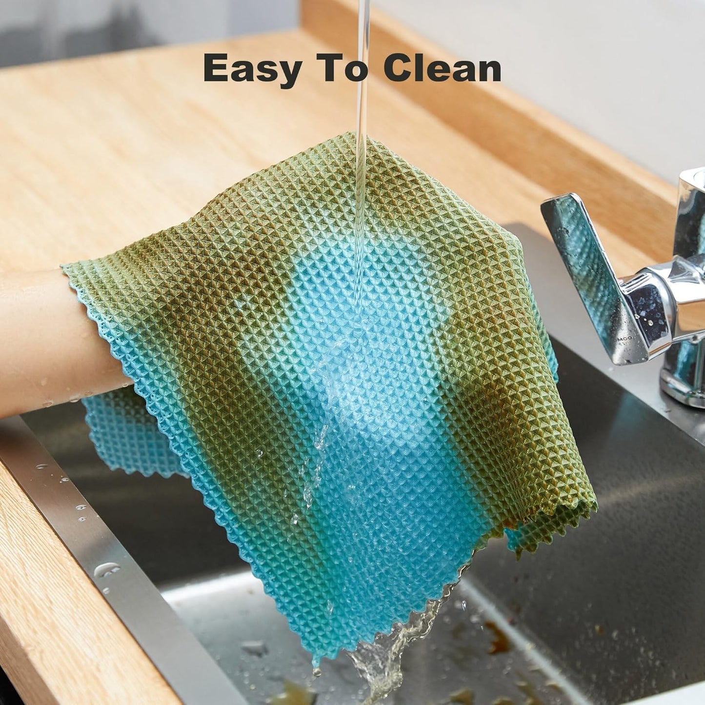 Bubble Mesh Microfiber Cleaning Cloth, Reusable Non-Scratch Cleaning Rags, Dual-Sided Dish Cloths, Multipurpose Dish Rags for Dishwashing, Kitchen, Stainless Steel-6 Packs, Yellow
