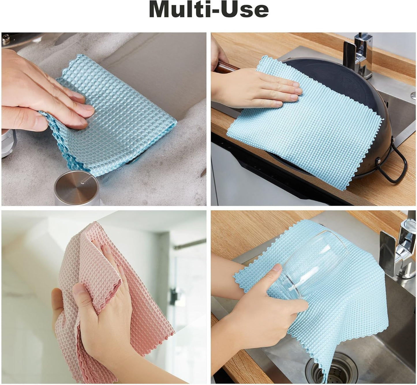 Bubble Mesh Microfiber Cleaning Cloth, Reusable Non-Scratch Cleaning Rags, Dual-Sided Dish Cloths, Multipurpose Dish Rags for Dishwashing, Kitchen, Stainless Steel-6 Packs, Yellow