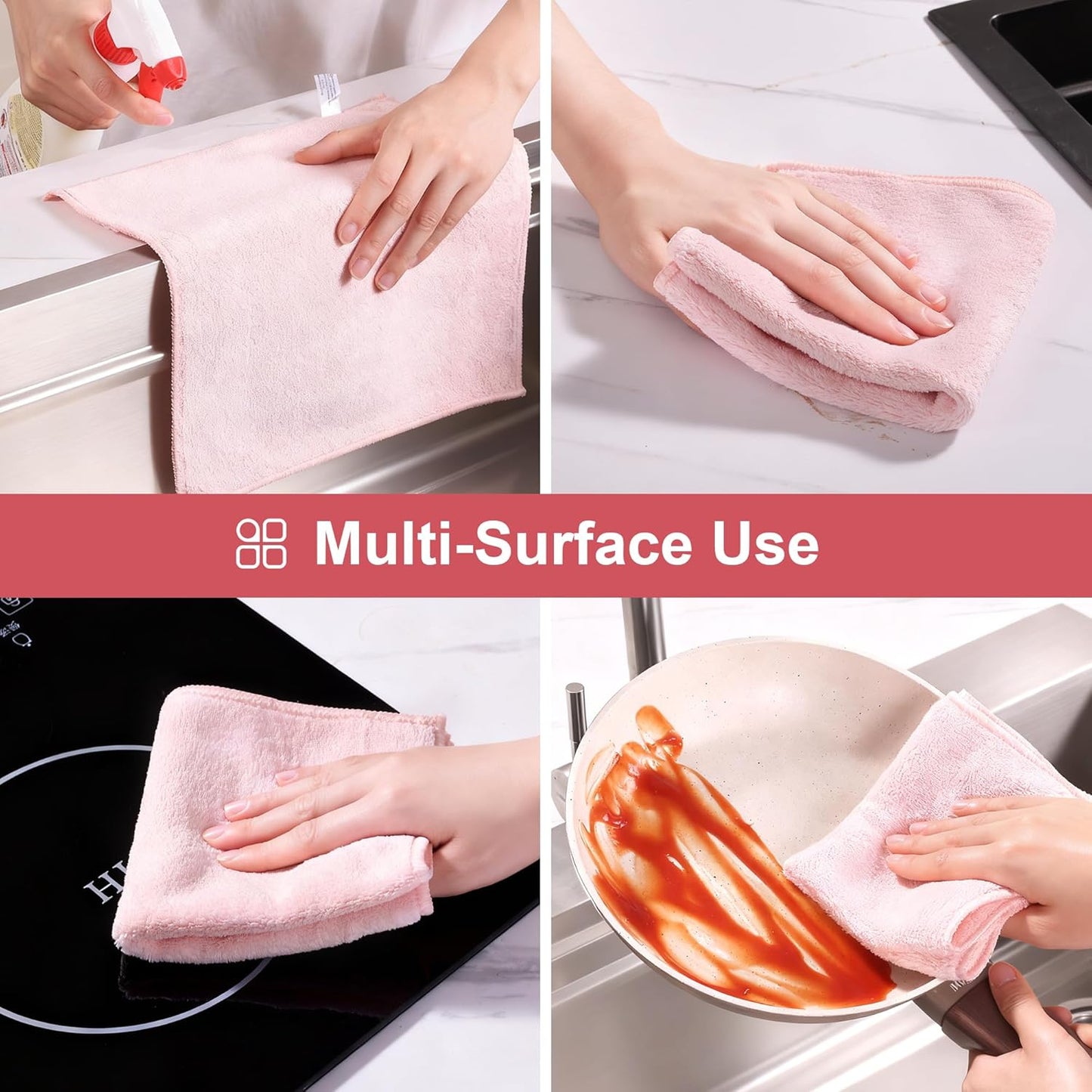 Bubble Mesh Microfiber Cleaning Cloth, Reusable Non-Scratch Cleaning Rags, Dual-Sided Dish Cloths, Multipurpose Dish Rags for Dishwashing, Kitchen, Stainless Steel-6 Packs, Yellow
