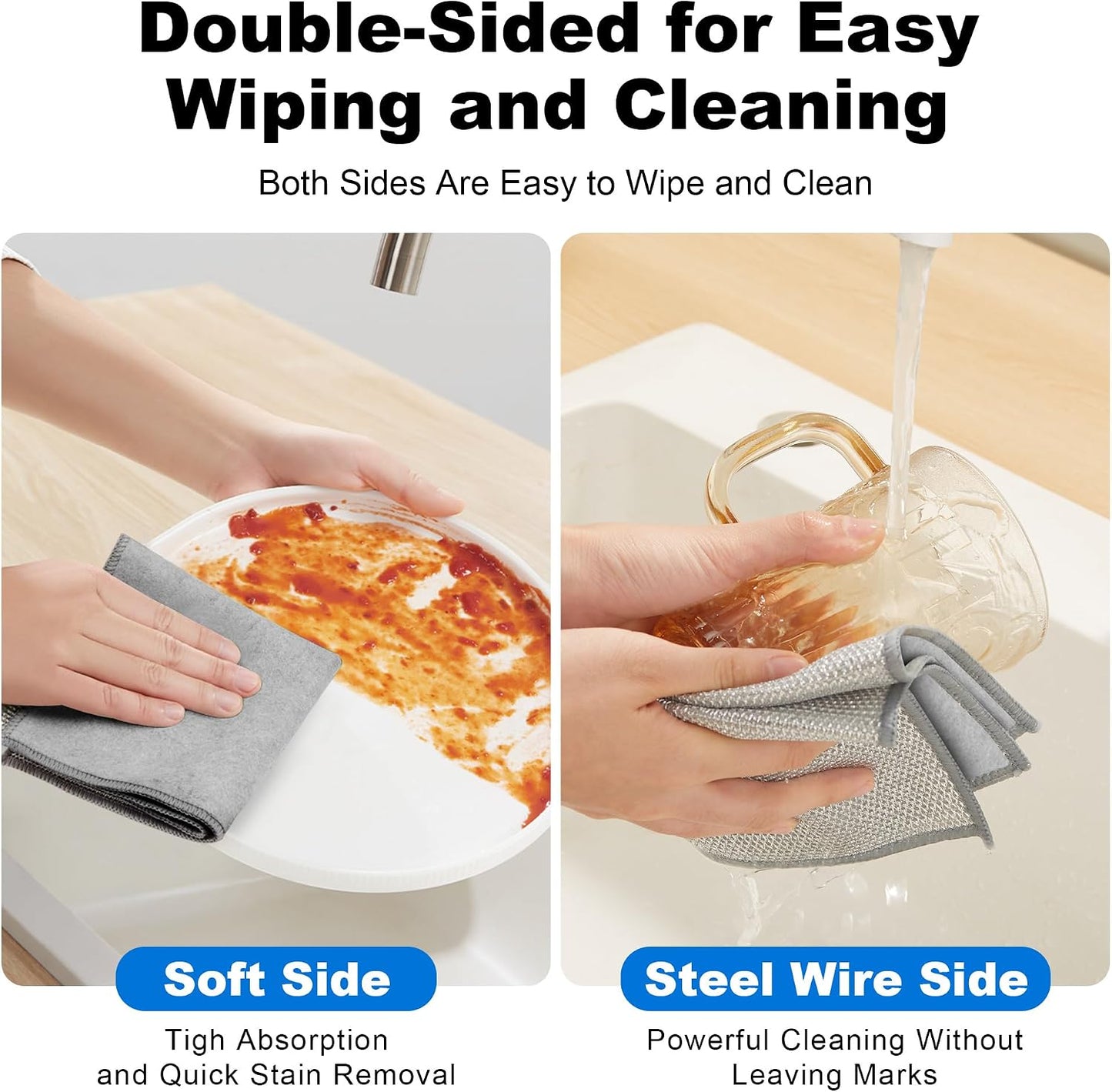 Bubble Mesh Microfiber Cleaning Cloth, Reusable Non-Scratch Cleaning Rags, Dual-Sided Dish Cloths, Multipurpose Dish Rags for Dishwashing, Kitchen, Stainless Steel-6 Packs, Yellow