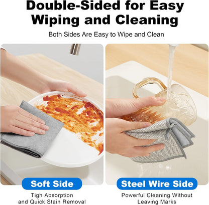 Bubble Mesh Microfiber Cleaning Cloth, Reusable Non-Scratch Cleaning Rags, Dual-Sided Dish Cloths, Multipurpose Dish Rags for Dishwashing, Kitchen, Stainless Steel-6 Packs, Yellow