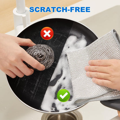 Bubble Mesh Microfiber Cleaning Cloth, Reusable Non-Scratch Cleaning Rags, Dual-Sided Dish Cloths, Multipurpose Dish Rags for Dishwashing, Kitchen, Stainless Steel-6 Packs, Yellow