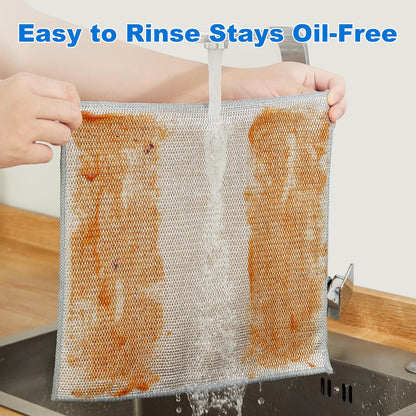 Bubble Mesh Microfiber Cleaning Cloth, Reusable Non-Scratch Cleaning Rags, Dual-Sided Dish Cloths, Multipurpose Dish Rags for Dishwashing, Kitchen, Stainless Steel-6 Packs, Yellow
