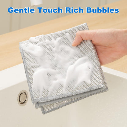 Bubble Mesh Microfiber Cleaning Cloth, Reusable Non-Scratch Cleaning Rags, Dual-Sided Dish Cloths, Multipurpose Dish Rags for Dishwashing, Kitchen, Stainless Steel-6 Packs, Yellow