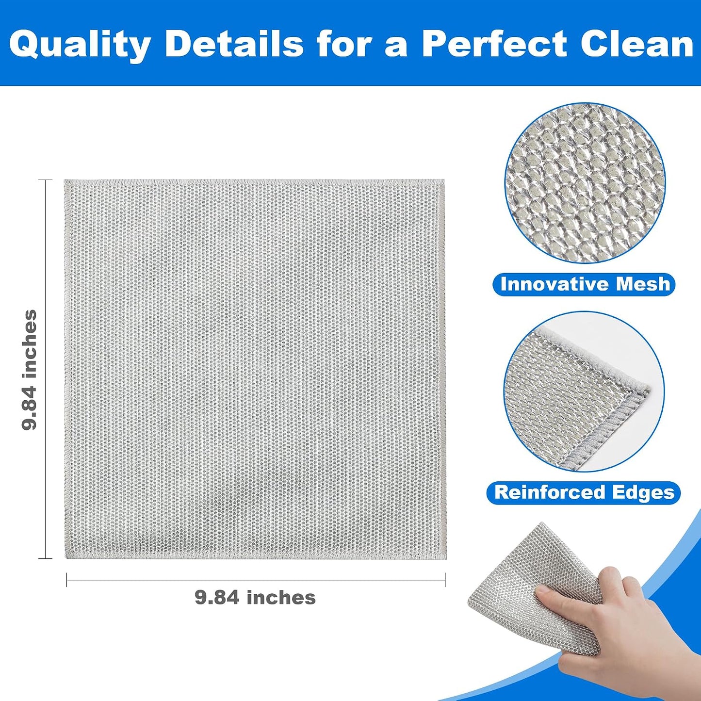 Bubble Mesh Microfiber Cleaning Cloth, Reusable Non-Scratch Cleaning Rags, Dual-Sided Dish Cloths, Multipurpose Dish Rags for Dishwashing, Kitchen, Stainless Steel-6 Packs, Yellow