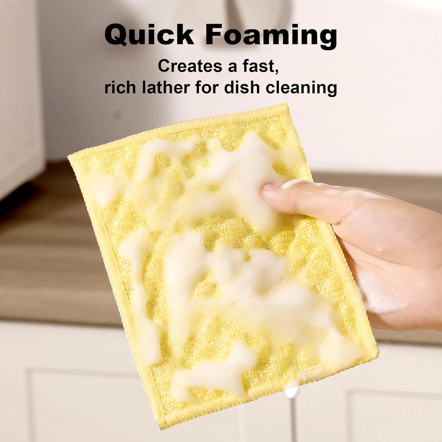 Bubble Mesh Microfiber Cleaning Cloth, Reusable Non-Scratch Cleaning Rags, Dual-Sided Dish Cloths, Multipurpose Dish Rags for Dishwashing, Kitchen, Stainless Steel-6 Packs, Yellow