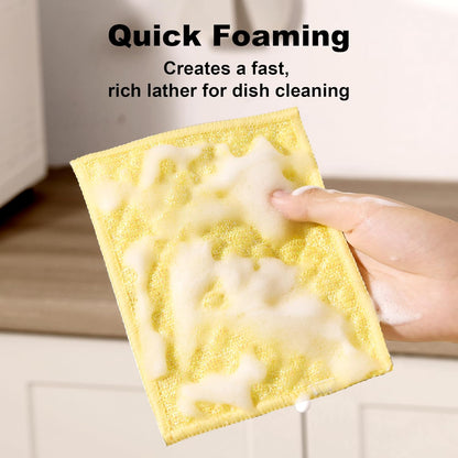 Bubble Mesh Microfiber Cleaning Cloth, Reusable Non-Scratch Cleaning Rags, Dual-Sided Dish Cloths, Multipurpose Dish Rags for Dishwashing, Kitchen, Stainless Steel-6 Packs, Yellow