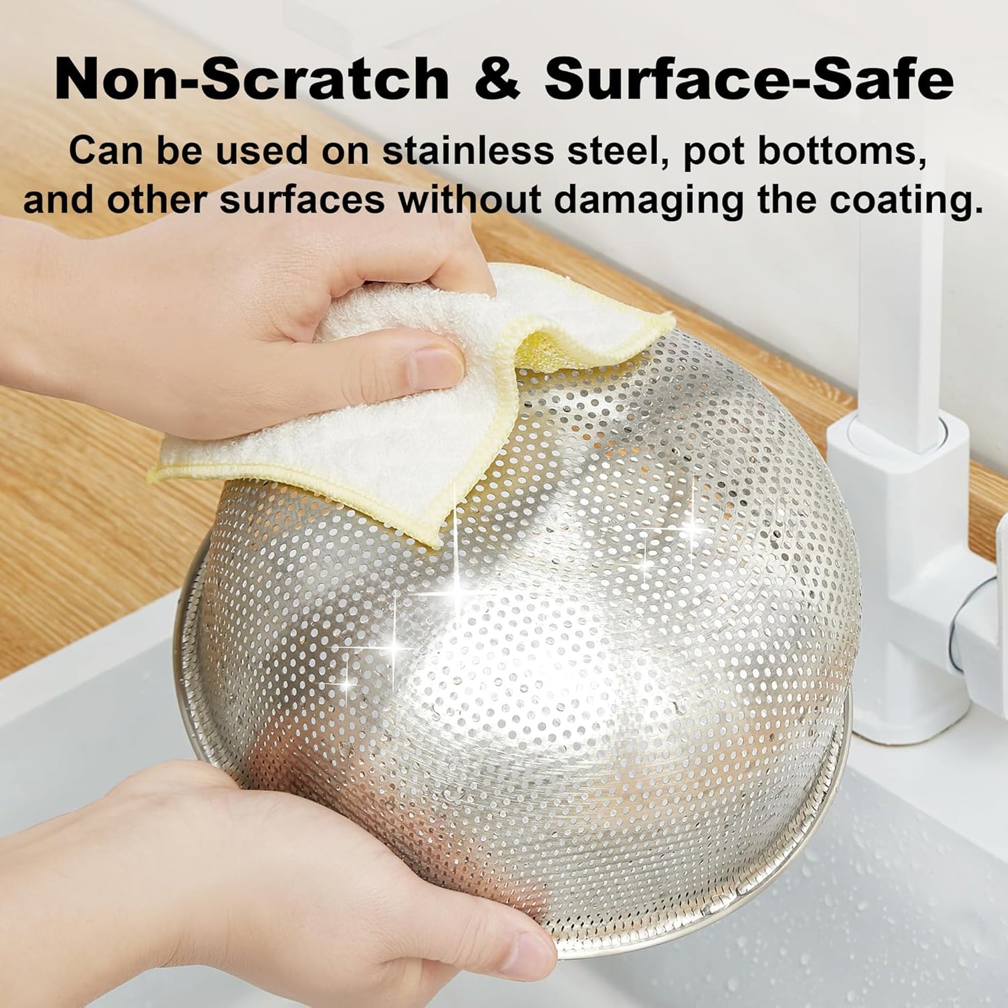Bubble Mesh Microfiber Cleaning Cloth, Reusable Non-Scratch Cleaning Rags, Dual-Sided Dish Cloths, Multipurpose Dish Rags for Dishwashing, Kitchen, Stainless Steel-6 Packs, Yellow