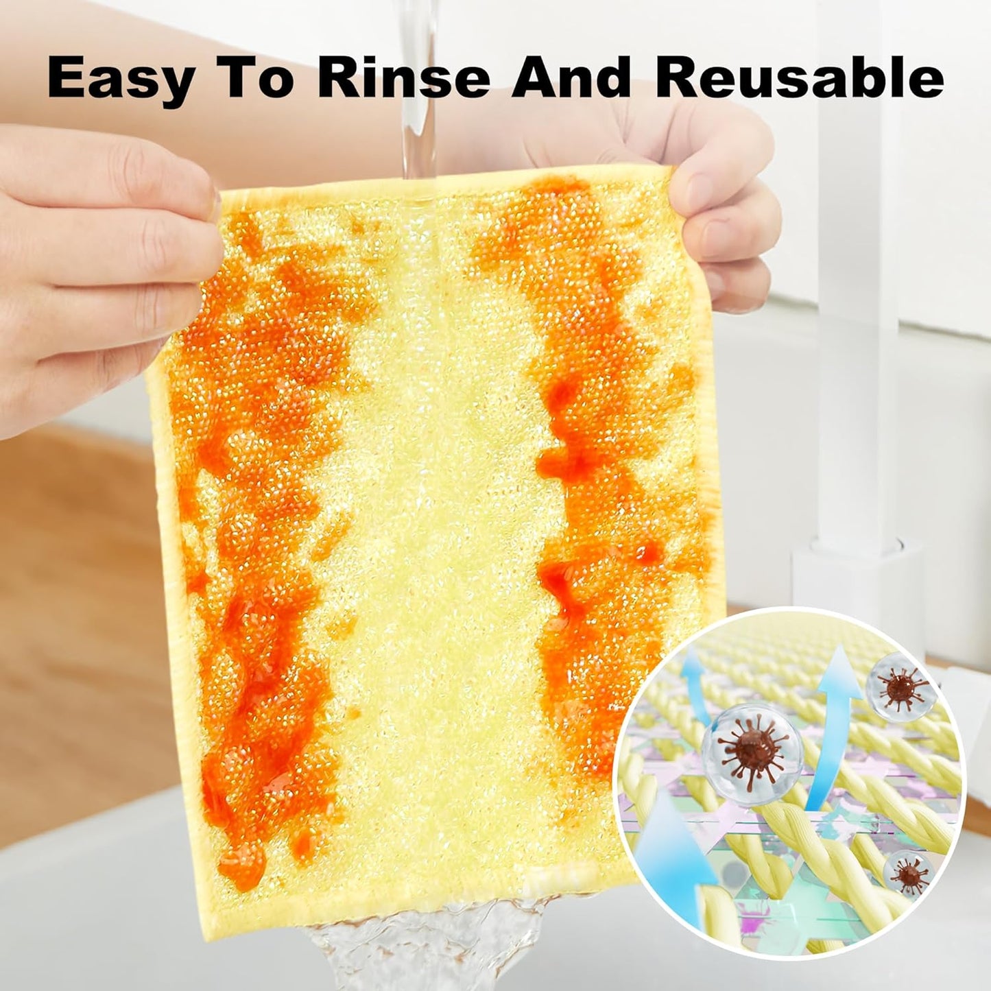 Bubble Mesh Microfiber Cleaning Cloth, Reusable Non-Scratch Cleaning Rags, Dual-Sided Dish Cloths, Multipurpose Dish Rags for Dishwashing, Kitchen, Stainless Steel-6 Packs, Yellow