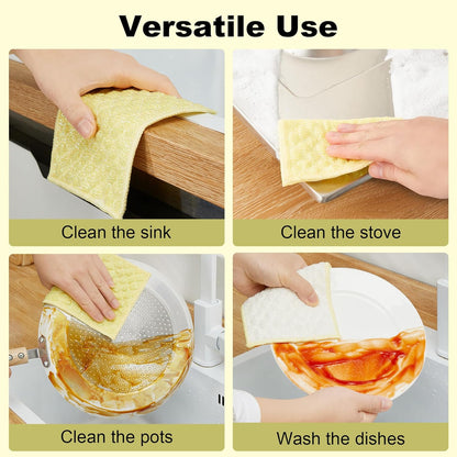 Bubble Mesh Microfiber Cleaning Cloth, Reusable Non-Scratch Cleaning Rags, Dual-Sided Dish Cloths, Multipurpose Dish Rags for Dishwashing, Kitchen, Stainless Steel-6 Packs, Yellow