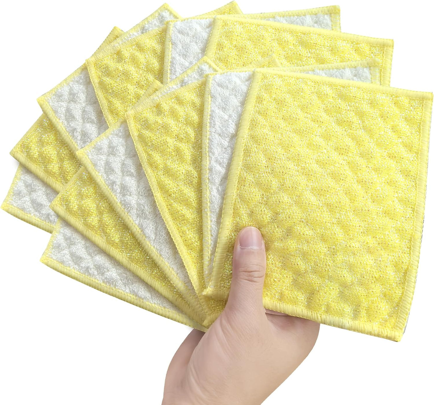 Bubble Mesh Microfiber Cleaning Cloth, Reusable Non-Scratch Cleaning Rags, Dual-Sided Dish Cloths, Multipurpose Dish Rags for Dishwashing, Kitchen, Stainless Steel-6 Packs, Yellow