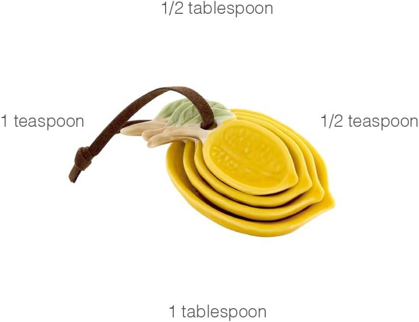 Measuring Spoons - Ceramic Lemon Shaped Teaspoons Kitchen Essentials Gift Set, 4-Piece, Yellow