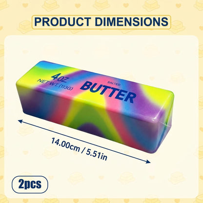 Butter Squishy, Rainbow Butter Squishy Stress Relief, Fidget Tool for Anxiety Management, Office Desktop Sensory Stimulation, Yellow Stick 14 x 4 x 4 cm