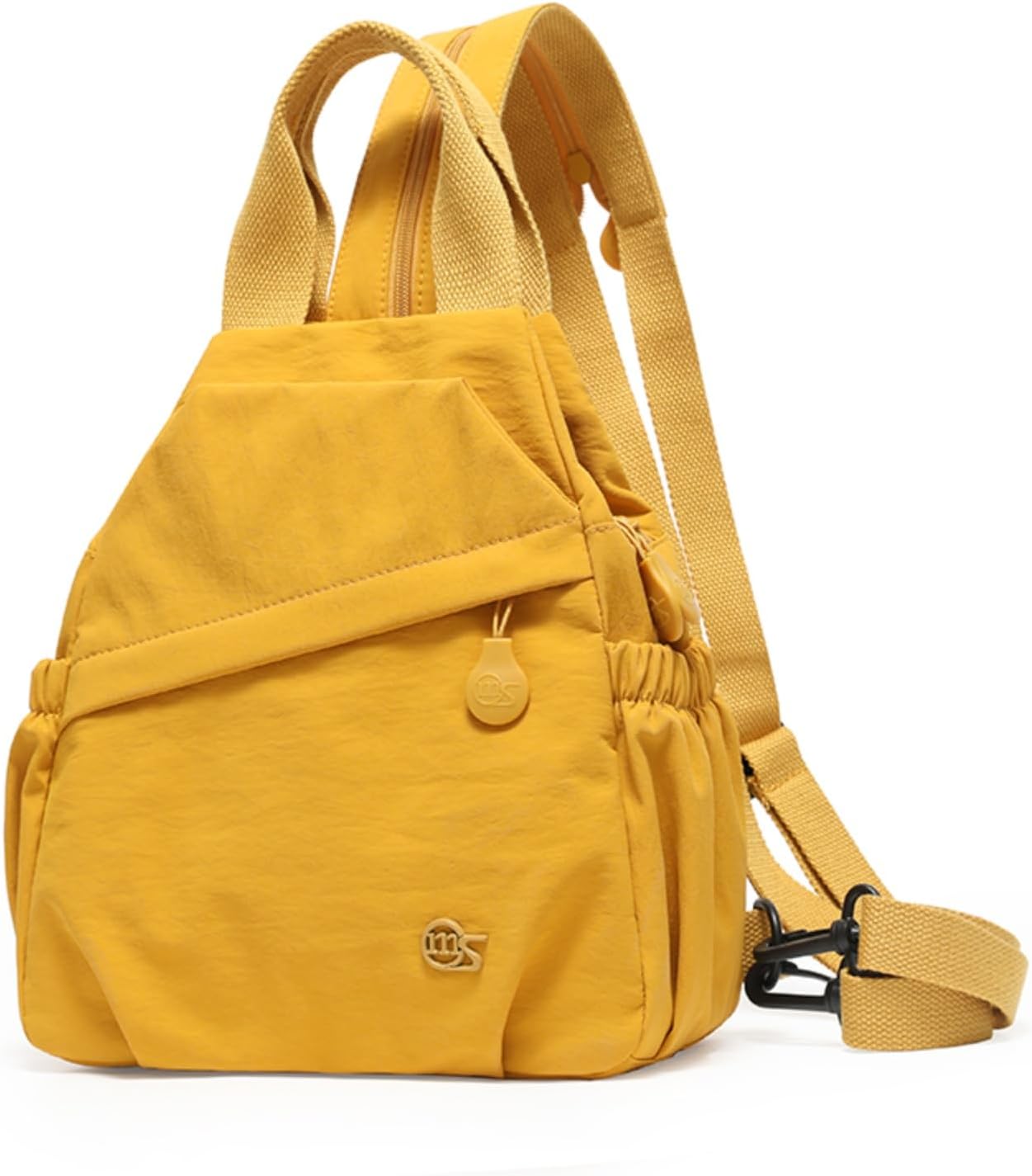 Convertible Sling Backpack for Women, Water-Resistant Lightweight Nylon Pack Hiking Travel Bag (Yellow)