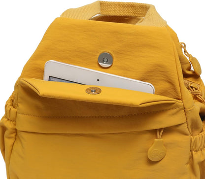 Convertible Sling Backpack for Women, Water-Resistant Lightweight Nylon Pack Hiking Travel Bag (Yellow)