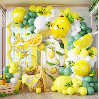 Lemon Balloon Arch Garland, Yellow and Green Balloon Arch Kit with Lemon Foil Balloon for Lemon Baby Shower Bridal Shower Freshly Graduated Lemon Decor Birthday Party Decorations