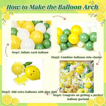 Lemon Balloon Arch Garland, Yellow and Green Balloon Arch Kit with Lemon Foil Balloon for Lemon Baby Shower Bridal Shower Freshly Graduated Lemon Decor Birthday Party Decorations