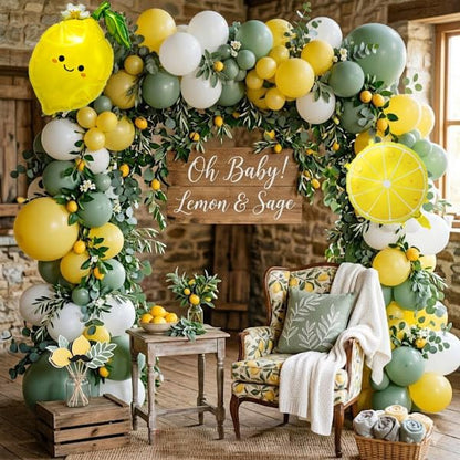 Lemon Balloon Arch Garland, Yellow and Green Balloon Arch Kit with Lemon Foil Balloon for Lemon Baby Shower Bridal Shower Freshly Graduated Lemon Decor Birthday Party Decorations