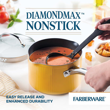 Style Nonstick Cookware Straining Saucepan with Lid, Dishwasher Safe, 3 Quart - Yellow
