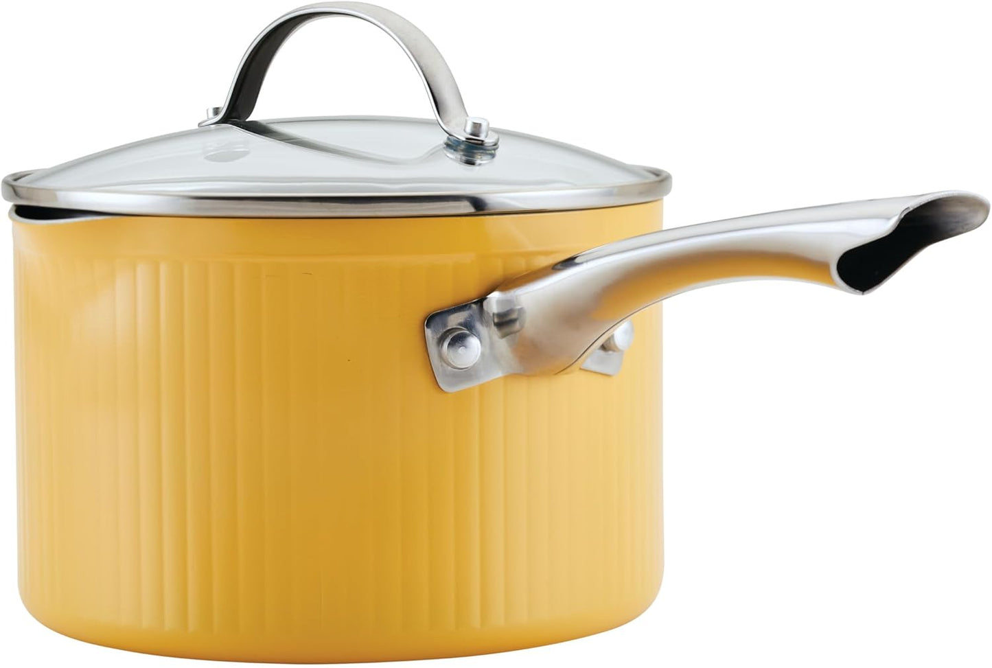 Style Nonstick Cookware Straining Saucepan with Lid, Dishwasher Safe, 3 Quart - Yellow