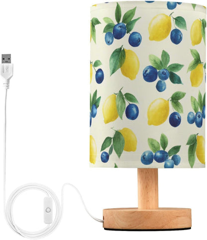 Bedside Table Lamp Lemon Yellow Citrus Fruits (16) Kids Nightstand Lamp Night Light Fabric Shade for Bedroom Living Room Home Office