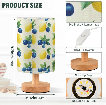 Bedside Table Lamp Lemon Yellow Citrus Fruits (16) Kids Nightstand Lamp Night Light Fabric Shade for Bedroom Living Room Home Office
