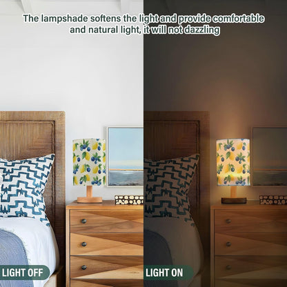Bedside Table Lamp Lemon Yellow Citrus Fruits (16) Kids Nightstand Lamp Night Light Fabric Shade for Bedroom Living Room Home Office