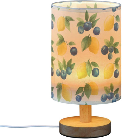 Bedside Table Lamp Lemon Yellow Citrus Fruits (16) Kids Nightstand Lamp Night Light Fabric Shade for Bedroom Living Room Home Office
