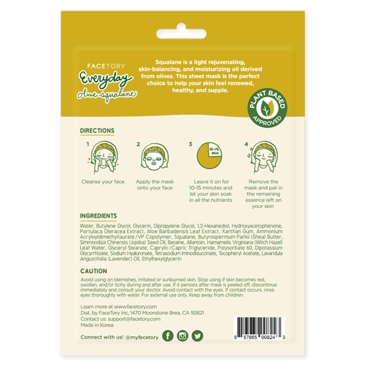 K Beauty Face Mask Skin Care - Everyday LEMON Brightening Sheet Mask | Plant-Based with Lemon Extract (5 Pack)