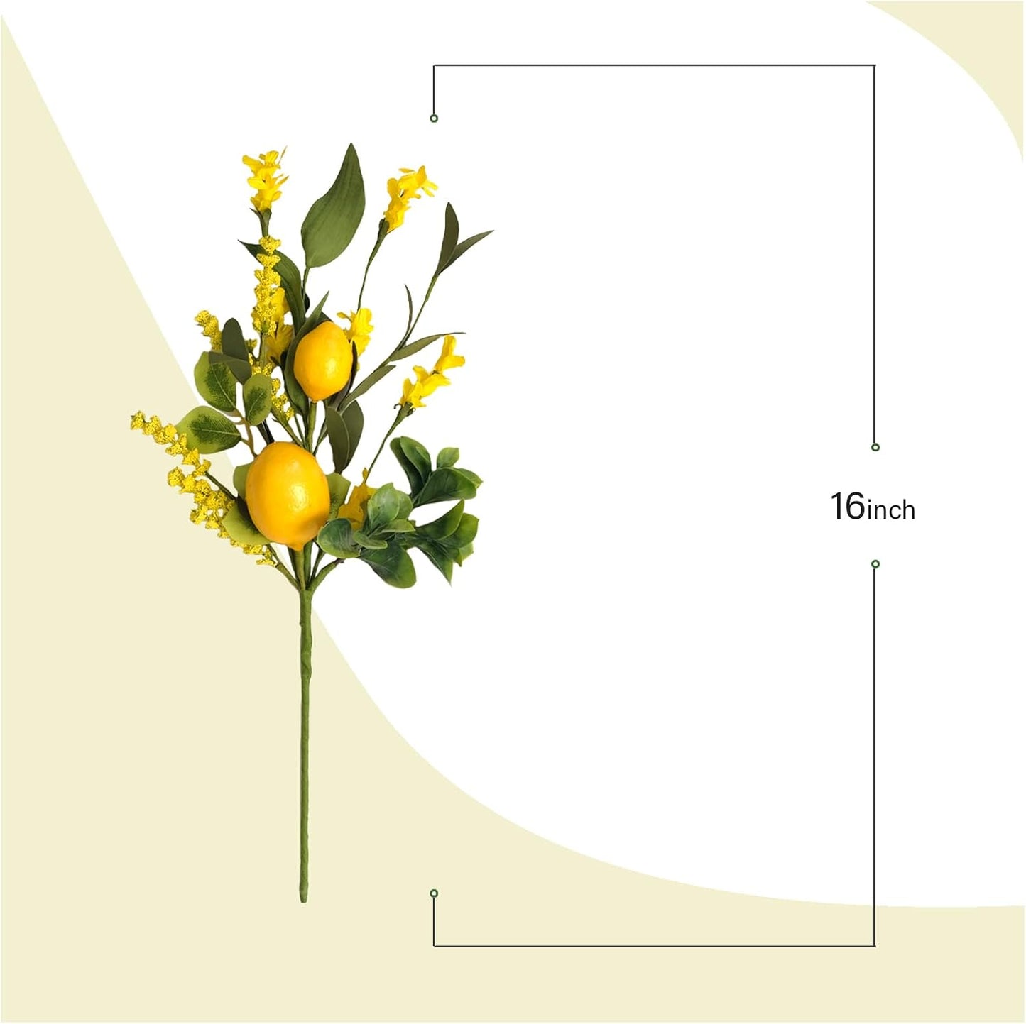 TEMPUS 3PCS Artificial Lemon Decor 16" Fake Lemons Branch Yellow Lemon and Greenery for Kitchen Party Table Centerpiece Farmhouse Home Daily Decoration