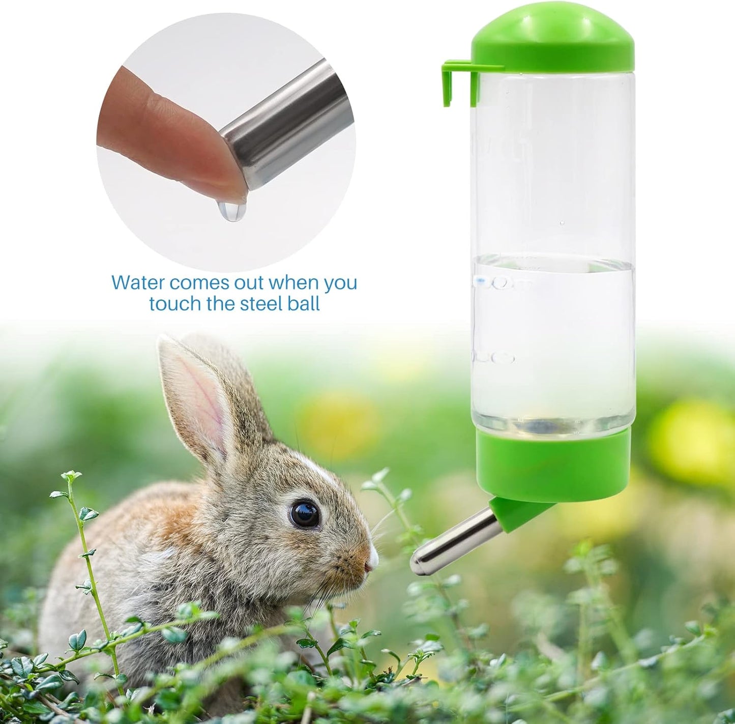 2 Pack 16 oz Guinea Pig Water Bottle no Drip for Cage no Leak Rat Small Animal Hamster Rabbit Water Bottle Attaches to Cage Bunny Water Dispenser,Ship by Random Color