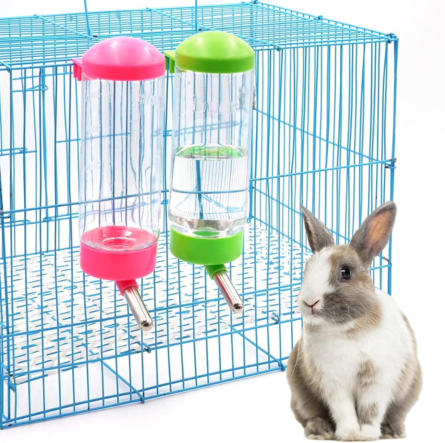 2 Pack 16 oz Guinea Pig Water Bottle no Drip for Cage no Leak Rat Small Animal Hamster Rabbit Water Bottle Attaches to Cage Bunny Water Dispenser,Ship by Random Color