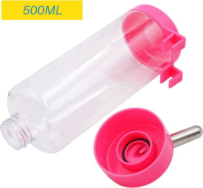 2 Pack 16 oz Guinea Pig Water Bottle no Drip for Cage no Leak Rat Small Animal Hamster Rabbit Water Bottle Attaches to Cage Bunny Water Dispenser,Ship by Random Color